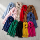 Women Oversized Winter Scarf Soft Warm Plain Tassel Shawl Wrap Thick Long Solid Colour Blanket Scarf
