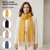 Women Oversized Winter Scarf Soft Warm Plain Tassel Shawl Wrap Thick Long Solid Colour Blanket Scarf