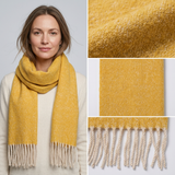 Women Oversized Winter Scarf Soft Warm Plain Tassel Shawl Wrap Thick Long Solid Colour Blanket Scarf