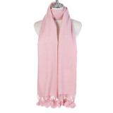 Women Pom Pom Winter Scarf Soft Warm Oversized Shawl Wrap Long Tassel Faux Fur Ball Scarf Ladies Neck Warmer