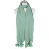 Women Pom Pom Winter Scarf Soft Warm Oversized Shawl Wrap Long Tassel Faux Fur Ball Scarf Ladies Neck Warmer