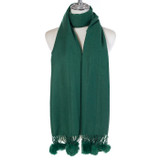 Women Pom Pom Winter Scarf Soft Warm Oversized Shawl Wrap Long Tassel Faux Fur Ball Scarf Ladies Neck Warmer