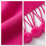 Women Pom Pom Winter Scarf Soft Warm Oversized Shawl Wrap Long Tassel Faux Fur Ball Scarf Ladies Neck Warmer
