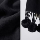 Women Pom Pom Winter Scarf Soft Warm Oversized Shawl Wrap Long Tassel Faux Fur Ball Scarf Ladies Neck Warmer