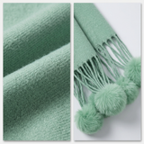 Women Pom Pom Winter Scarf Soft Warm Oversized Shawl Wrap Long Tassel Faux Fur Ball Scarf Ladies Neck Warmer