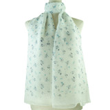 White Floral Pattern All Seasons Scarf