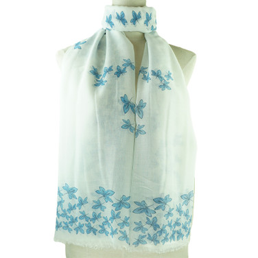 Blue Leaf Pattern All Season Scarf