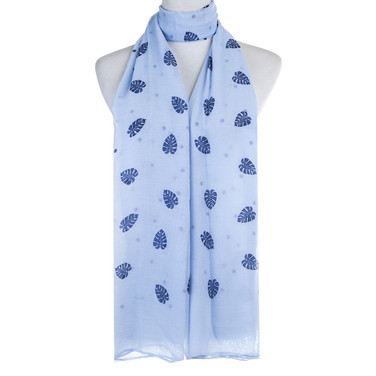 Blue Leaf Pattern Premium Large Soft Lightweight All Seasons Scarve Shawl Wrap Blue Leaf Pattern Premium Large Soft Lightweight All Seasons Scarve Shawl Wrap