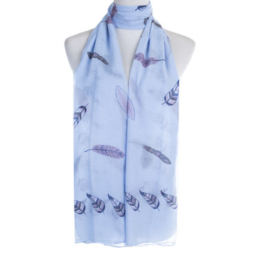 Blue Feather Pattern Premium Large Soft Lightweight All Seasons Scarve Shawl Wrap Blue Feather Pattern Premium Large Soft Lightweight All Seasons Scarve Shawl Wrap