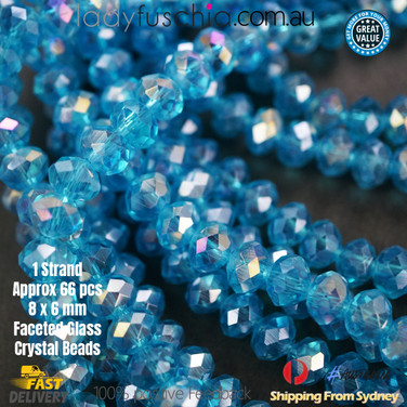 6x8mm Clear Blue Faceted Flat Glass Crystal Beads 6x8mm Clear Blue Faceted Flat Glass Crystal Beads