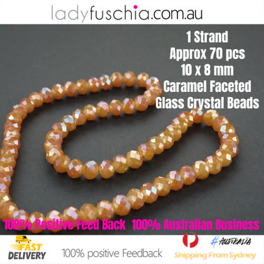 8x10mm Caramel Faceted Flat Glass Crystal Beads