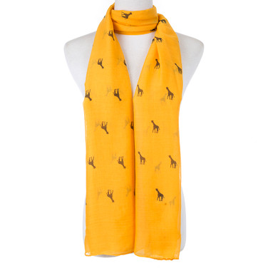 Yellow Cute Giraffe Print Scarf SC8772