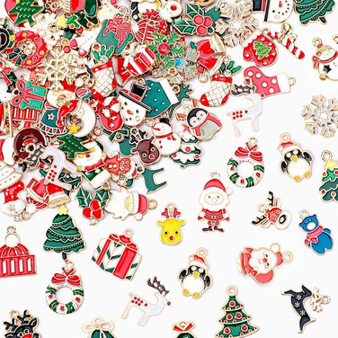 50pcs Xmas Dangle Beads Craft Jewellery Earrings Bracelet Parts Charms 50pcs Xmas Dangle Beads Craft Jewellery Earrings Bracelet Parts Charms