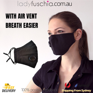 Black Washable & Reusable PM2.5 Face Mask With Respirator 