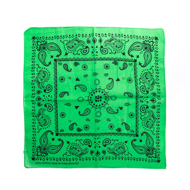 100% COTTON BANDANAS Paisley Square Head Scarf BPS061 GREEN