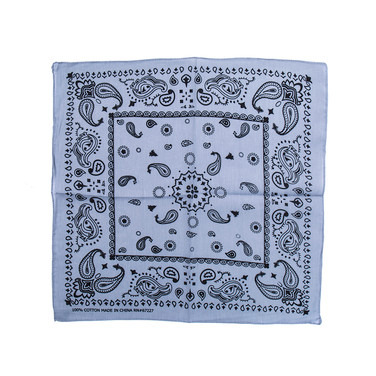 100% COTTON BANDANAS Paisley Square Head Scarf BPS061 GREY