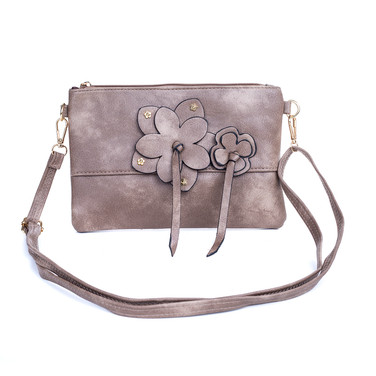Grey Butterfly Embroidered Crossbody Bag 