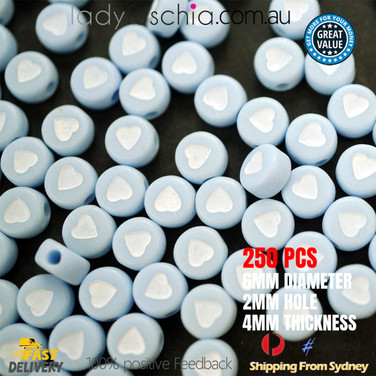 6MM BLUE ROUND WHITE HEART BEADS 6MM BLUE ROUND WHITE HEART BEADS