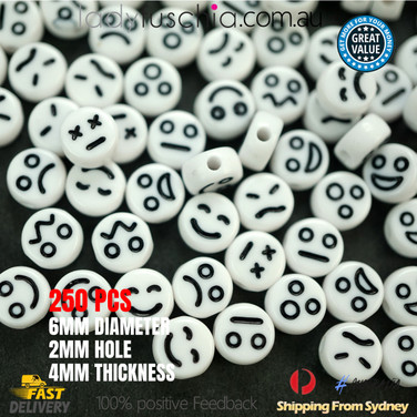 6MM WHITE ROUND BLACK FACES