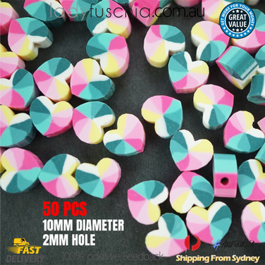 10MM POLYMERE CLAY Multi Heart 10MM POLYMERE CLAY Multi Heart