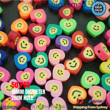10MM POLYMERE CLAY Multi HEART SMILEY FACE