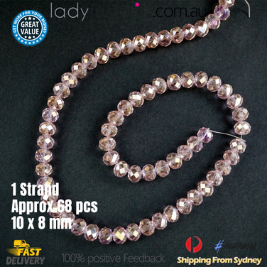 1 Strand 10mm Pink Rondelle Faceted Glass Crystal Beads Multiple Colour 70PCs 1 Strand 10mm Pink Rondelle Faceted Glass Crystal Beads Multiple Colour 70PCs