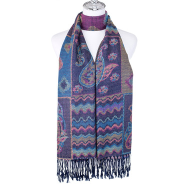 Women 100% Pashmina Premium Winter Scarf Wrap NAVY SCP662-4