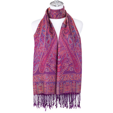 Women 100% Pashmina Premium Winter Scarf Wrap PURPLE SCP670-10 Women 100% Pashmina Premium Winter Scarf Wrap PURPLE SCP670-10