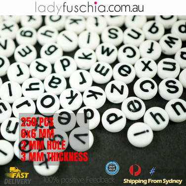 Alphabet Beads 250pc Round White Black Letters Kids Jewellery DIY Party Mixed Alphabet Beads 250pc Round White Black Letters Kids Jewellery DIY Party Mixed