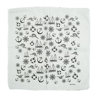 100% COTTON BANDANAS Paisley Square Head Scarf BPS098WHITE