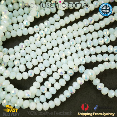1 Strand 8mm White Pacific Opal AB FC Glass Crystal Beads Multi Colour 65PCs DIY