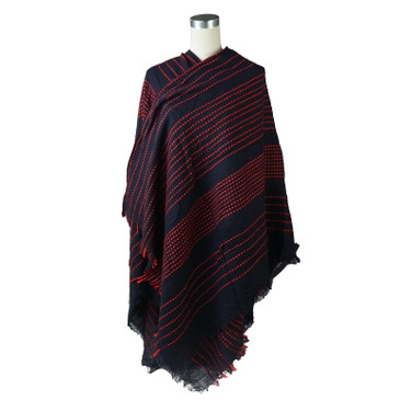 Wine with Navy strips Open Front Cape SP1151 NYWINE