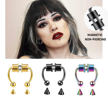 Fake Piercing Nose Ring Alloy Nose Piercing Hoop Septum Clips Fashion Magnetic