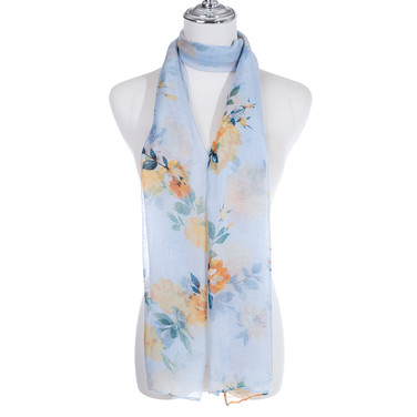 BLUE Lightweight Cotton Feeling Scarf SCX1422-1