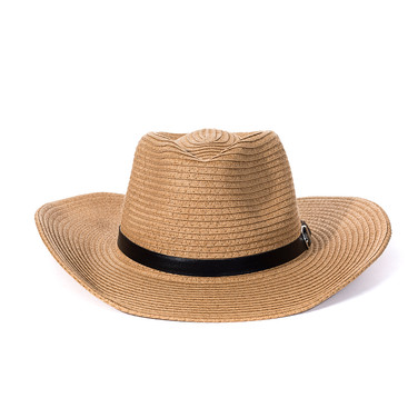 Wide Brim Straw Panama Beach Fedora Sun Hat Men Women Roll up Straw Cowboy Hat HAT970-1