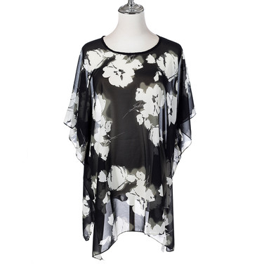 Summer Beach Women Holiday Loose Fit Cover Up Dress With Paisley Print Round-Neckline And Batwing Sleeves CL1271-2 Summer Beach Women Holiday Loose Fit Cover Up Dress With Paisley Print Round-Neckline And Batwing Sleeves CL1271-2