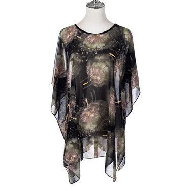 Summer Beach Women Holiday Loose Fit Cover Up Dress With Paisley Print Round-Neckline And Batwing Sleeves CL1279 Summer Beach Women Holiday Loose Fit Cover Up Dress With Paisley Print Round-Neckline And Batwing Sleeves CL1279