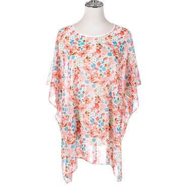 Summer Beach Women Holiday Loose Fit Cover Up Dress With Paisley Print Round-Neckline And Batwing Sleeves CL1280-2 Summer Beach Women Holiday Loose Fit Cover Up Dress With Paisley Print Round-Neckline And Batwing Sleeves CL1280-2