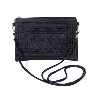 BLACK Crossbody Envelope-Style Bag B6445A-1