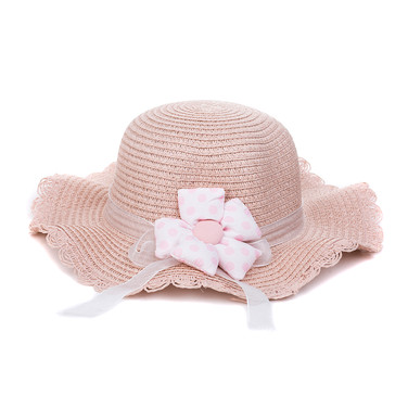 Pink Flower Kid's Summer Straw Sun Hat HATKS128-5 Pink Flower Kid's Summer Straw Sun Hat HATKS128-5
