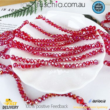 1 Strand 6mm Clear Wine AB Rondelle Faceted Glass Crystal Beads 75pcs