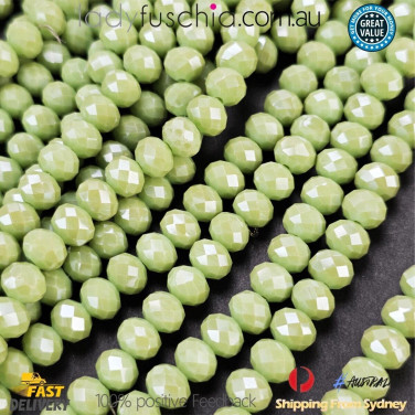1 Strand 8mm Light Green Rondelle Faceted Glass Crystal Beads 60pcs 8mm-025