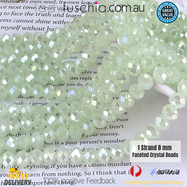 1 Strand 8mm Light Green AB Rondelle Faceted Glass Crystal Beads 60pcs 8mm-041