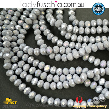 1 Strand 8mm Matte Grey Rondelle Faceted Glass Crystal Beads 60pcs 8mm-045