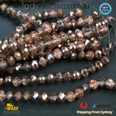 1 Strand 8mm Caramel Shine Rondelle Faceted Glass Crystal Beads 60pcs 8mm-049