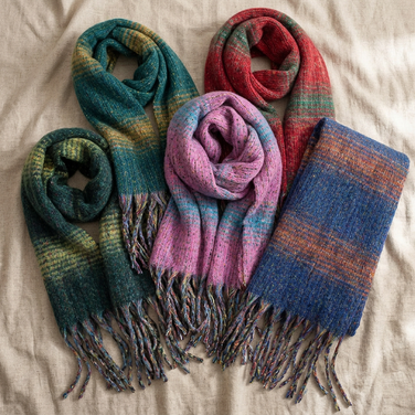 Women Chunky Knit Winter Blanket Scarf Warm Long Tassel Scarf 70×190cm Soft Acrylic Shawl Wrap-2680