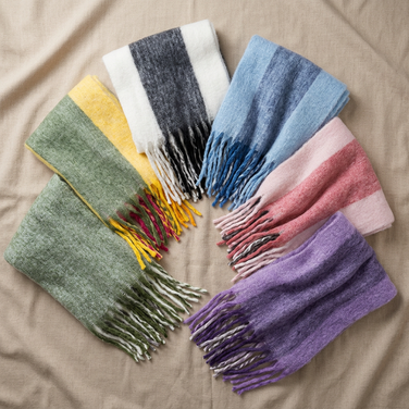 Women Gradient Winter Scarf Soft Warm Long Tassel Blanket Scarf 50×190cm Brushed Acrylic Shawl Wrap-2679