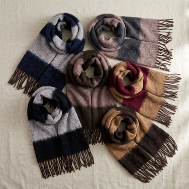 Women Winter Scarf Soft Warm Fuzzy Stripe Tassel Scarf Long Thick Cozy Shawl Wrap Acrylic Neck Scarf
