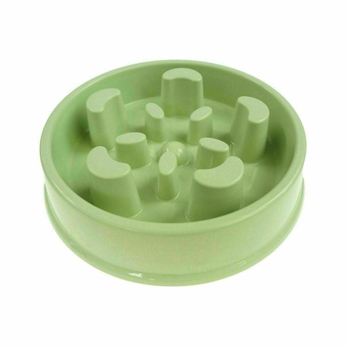 Happy Hunting Healthy Slow Feed Dog/Cat Bowl - Blossom Design Green