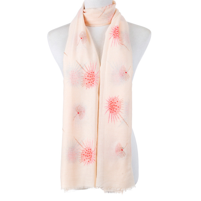 Beige Floral Large Summer Scarf SC8621